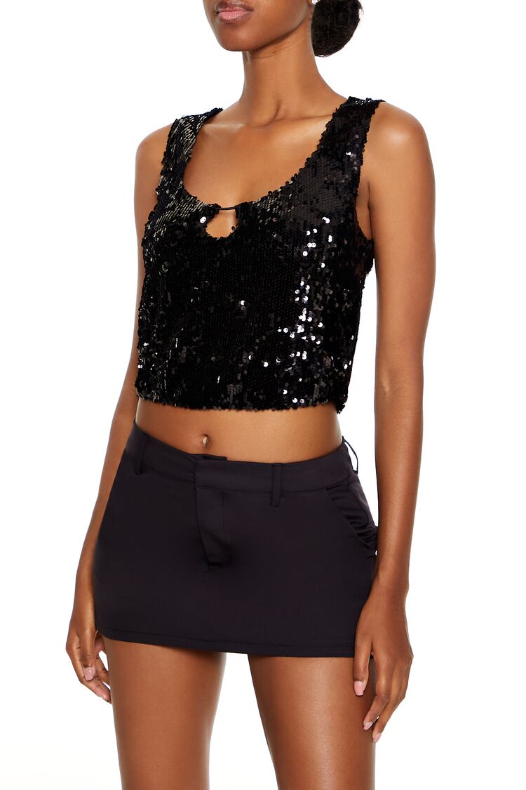 Cropped Sequin Tank Top