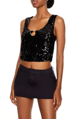 Cropped Sequin Tank Top