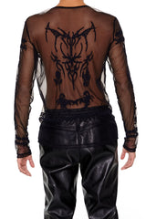 Embroidered Sheer Mesh Top