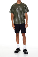 Geo Chevron Faux Leather Tee