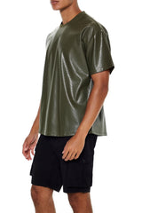 Geo Chevron Faux Leather Tee
