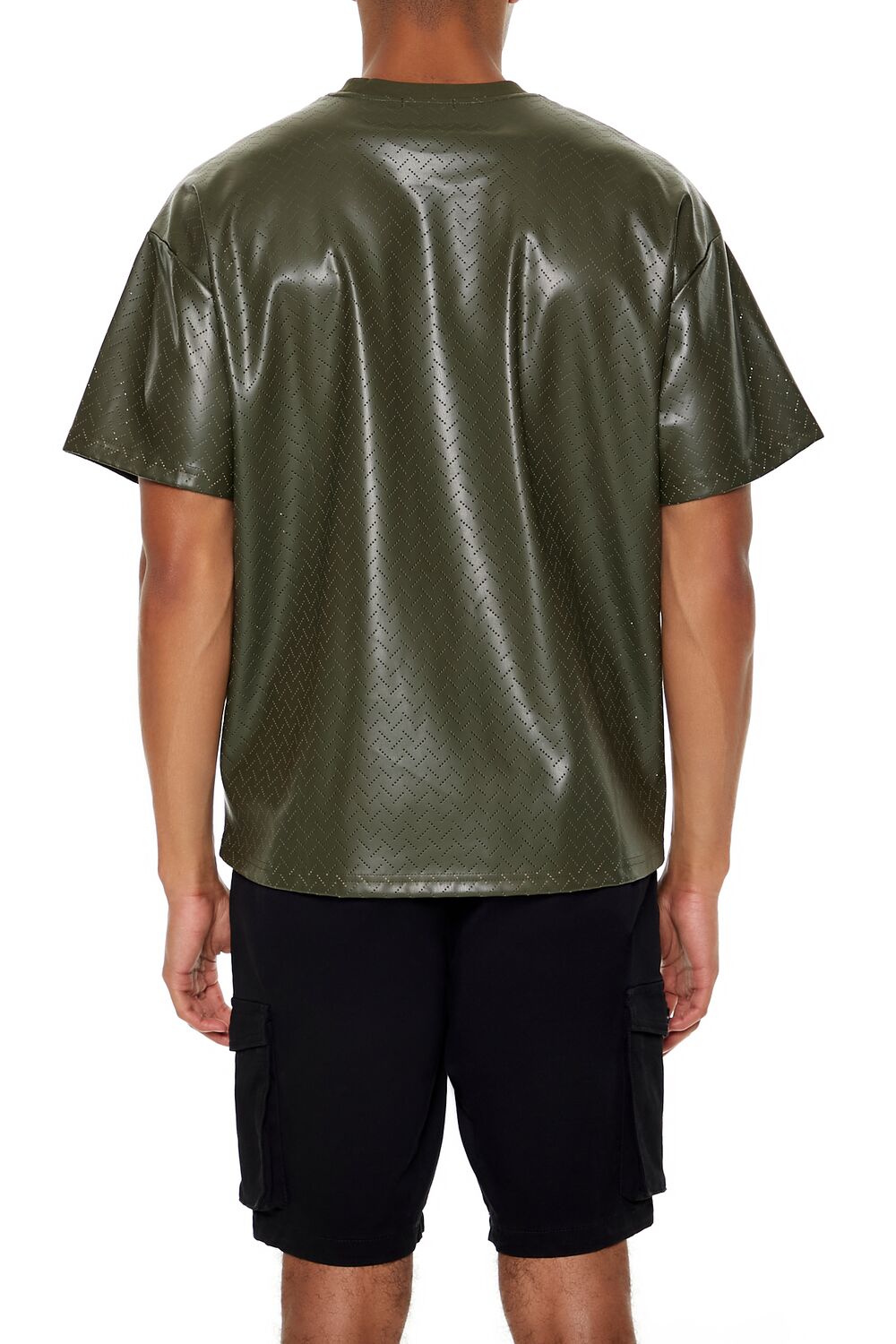 Geo Chevron Faux Leather Tee
