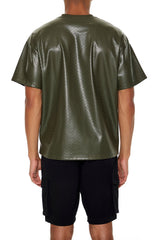 Geo Chevron Faux Leather Tee