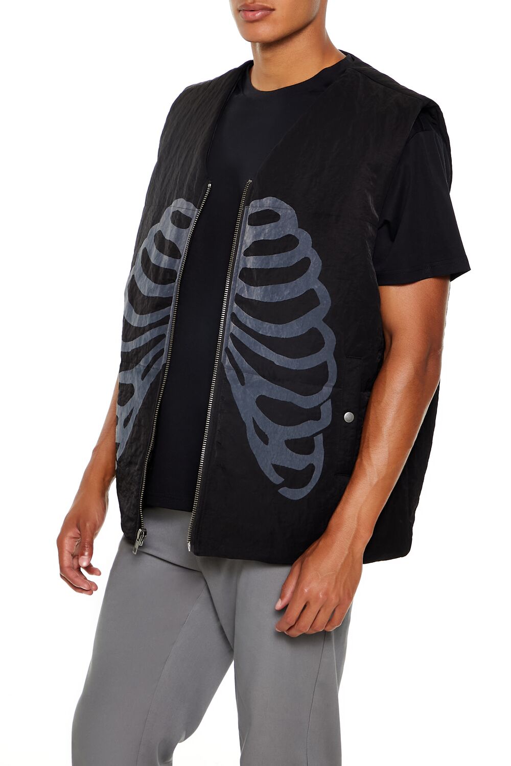 Skeleton Ribcage Zip-Up Vest