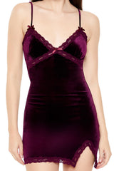 Lace-Trim Velvet Mini Dress