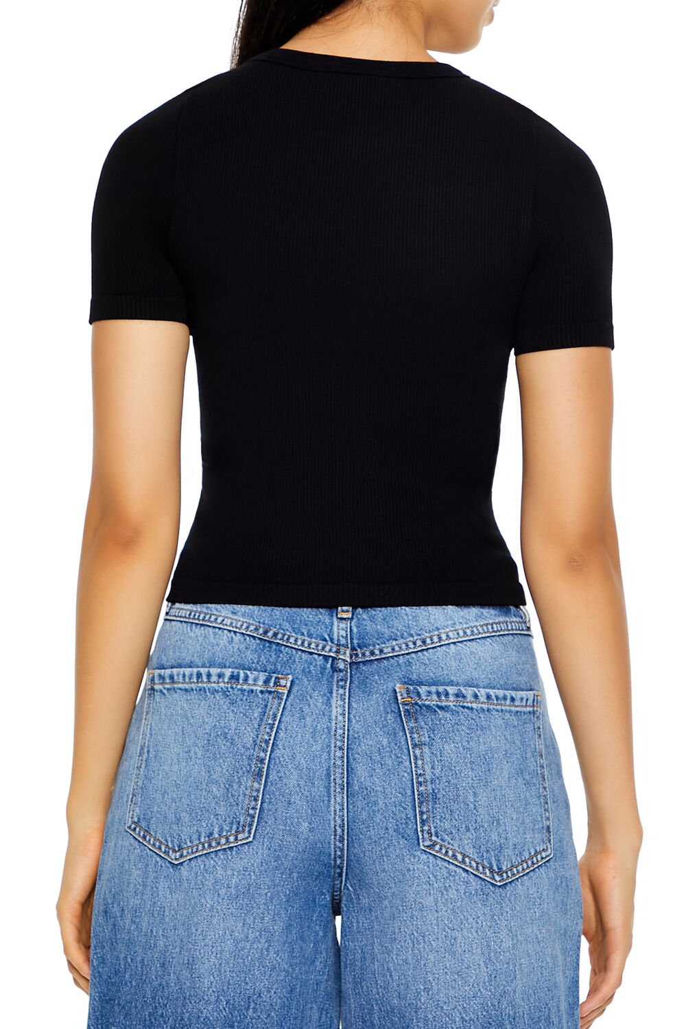 Cropped Seamless Ribbed Tee