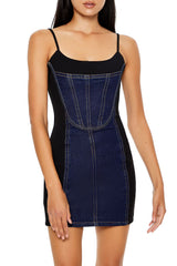 Denim Corset Combo Mini Dress