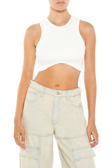 Sweater-Knit Curve-Hem Crop Top