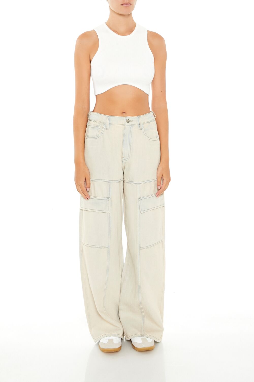 Sweater-Knit Curve-Hem Crop Top