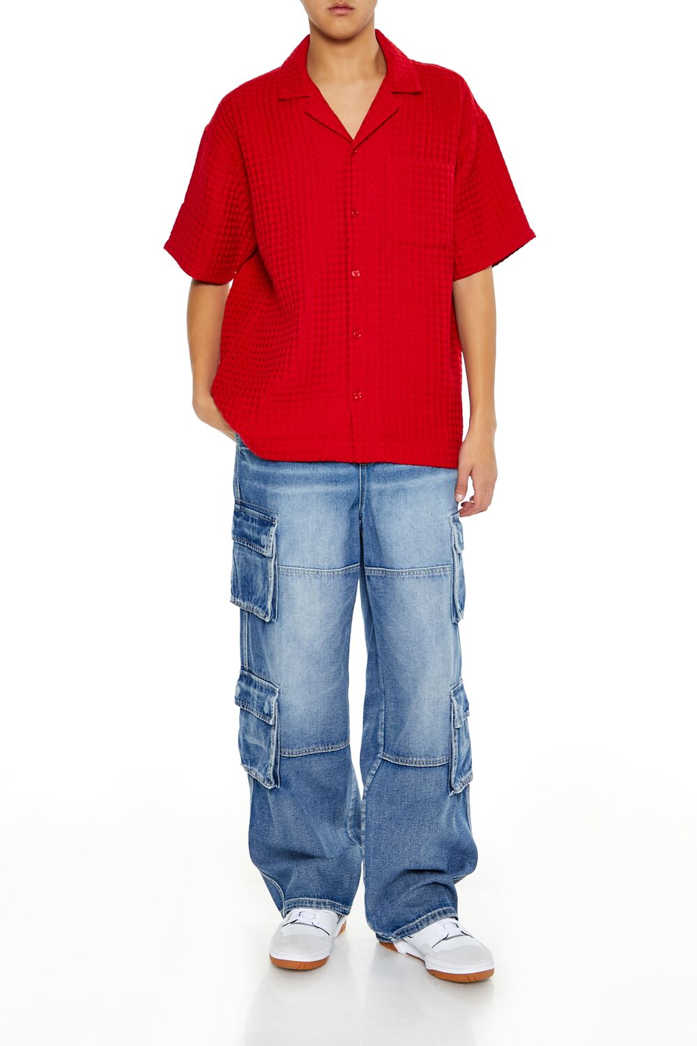 Waffle Knit Cuban Collar Shirt
