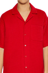 Waffle Knit Cuban Collar Shirt