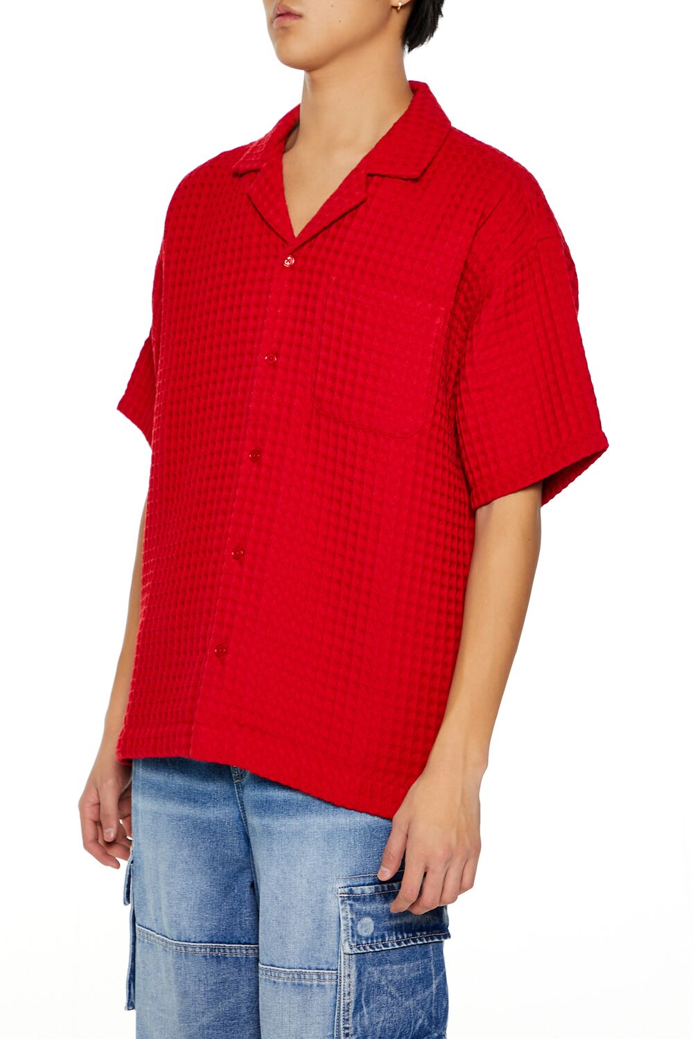 Waffle Knit Cuban Collar Shirt