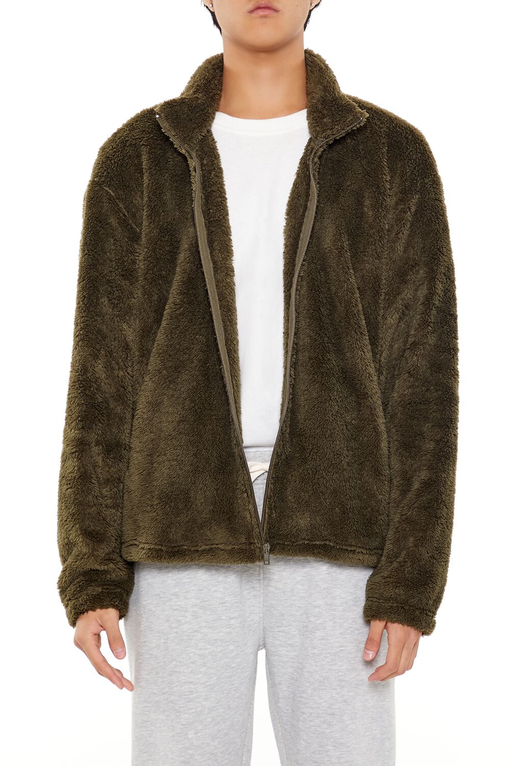 Faux Shearling Zip-Up Shacket
