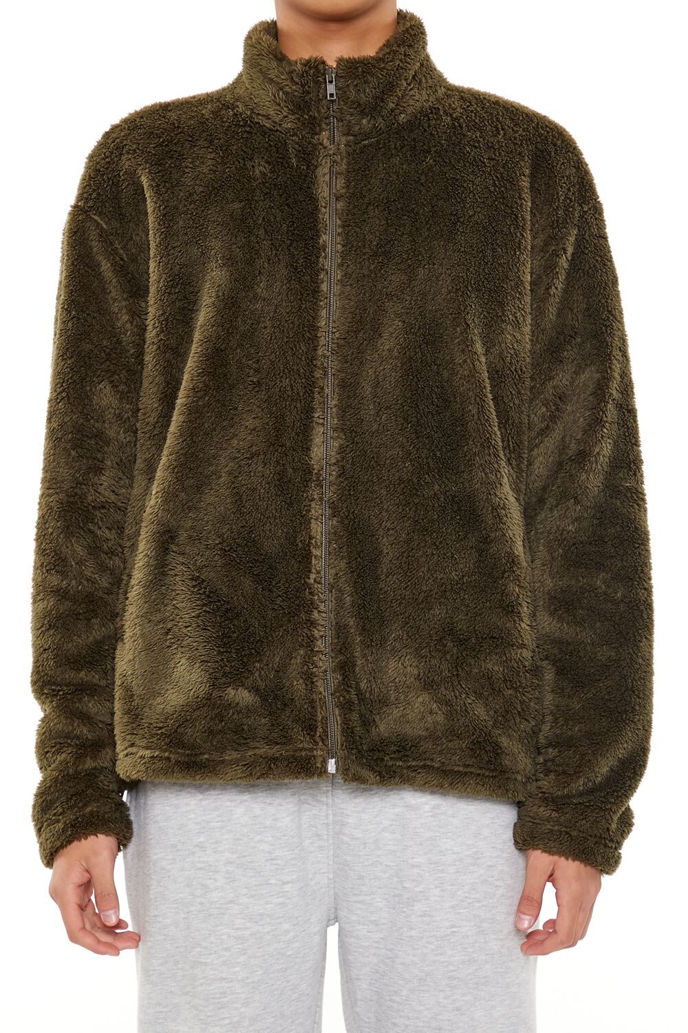 Faux Shearling Zip-Up Shacket