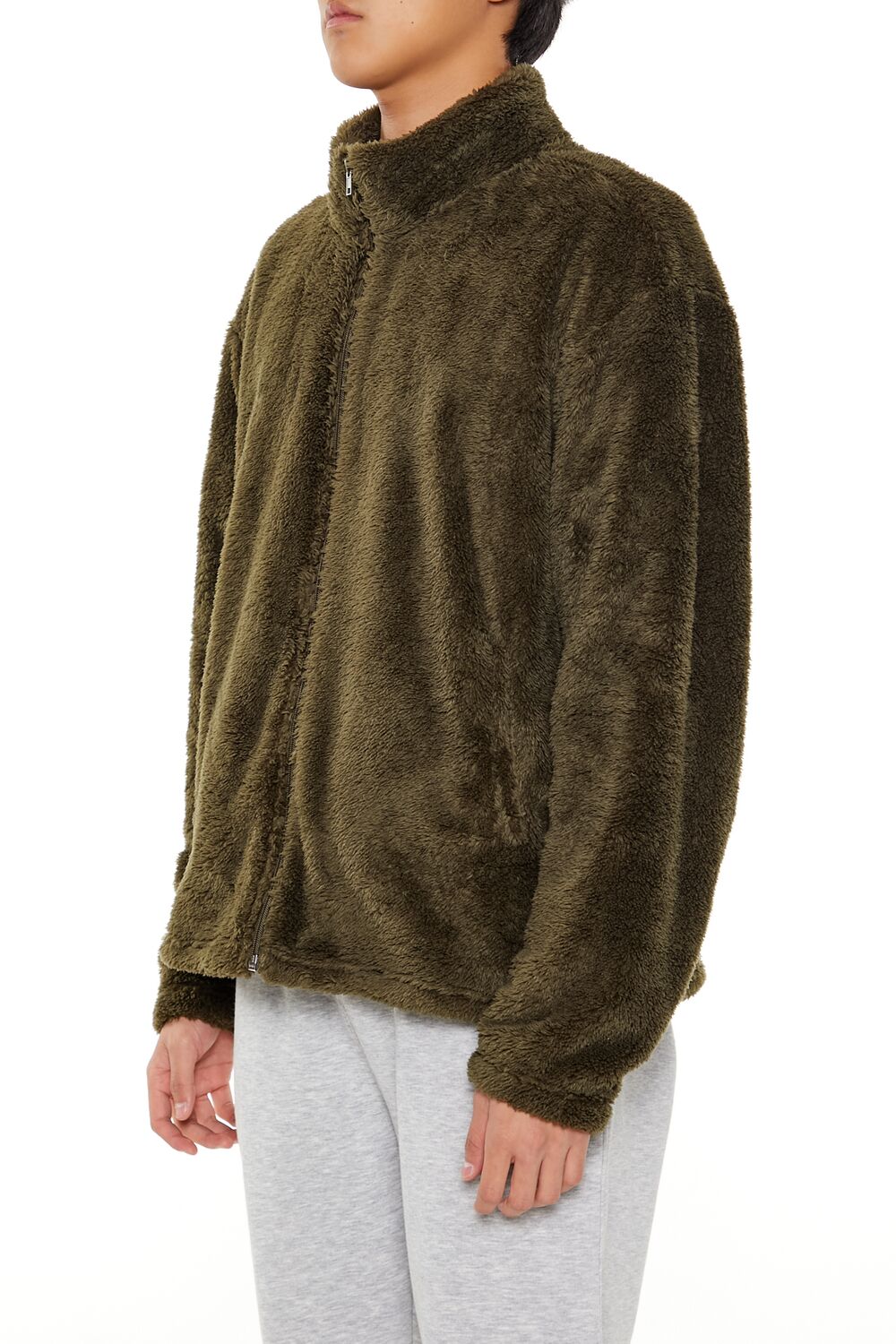 Faux Shearling Zip-Up Shacket
