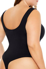 Plus Size Square-Neck Thong Bodysuit