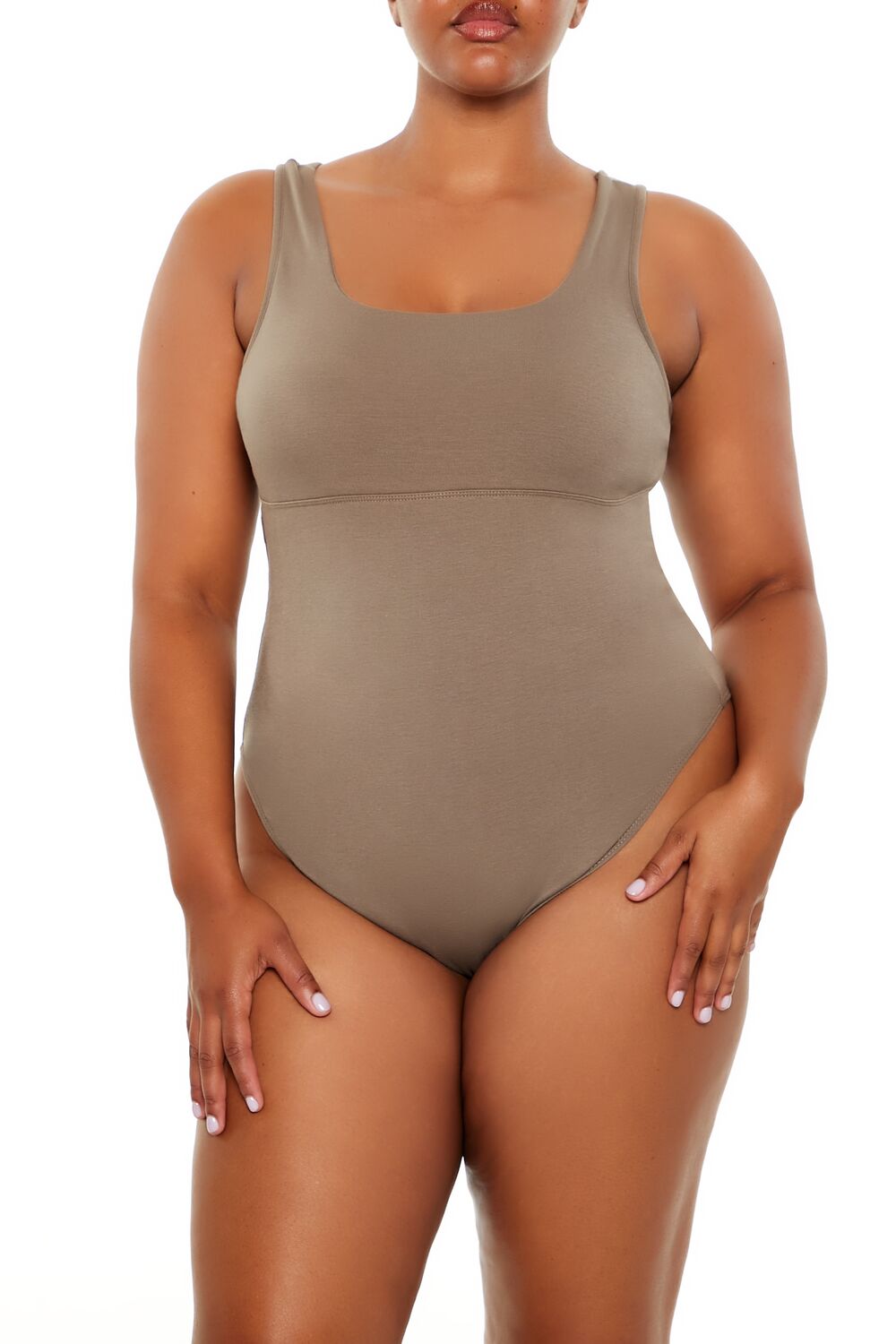 Plus Size Square-Neck Thong Bodysuit
