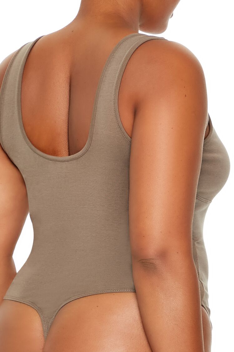 Plus Size Square-Neck Thong Bodysuit