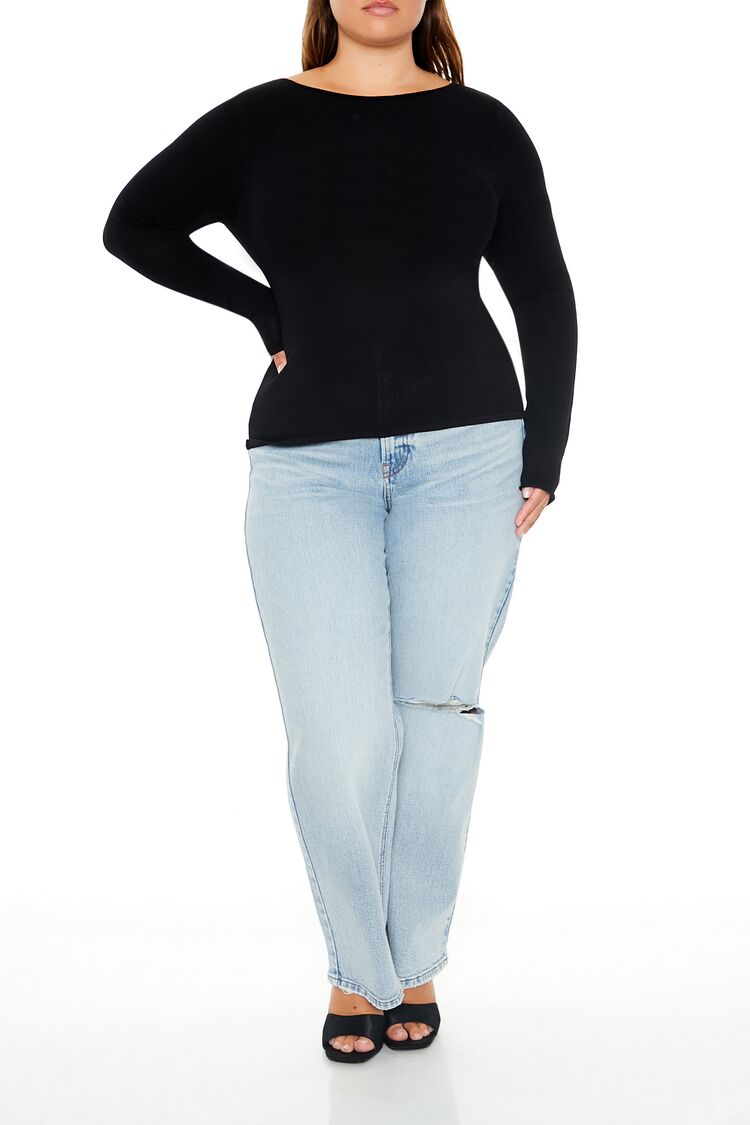 Plus Size Boat Neck Sweater