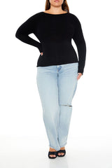Plus Size Boat Neck Sweater