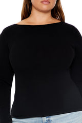 Plus Size Boat Neck Sweater
