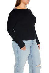 Plus Size Boat Neck Sweater