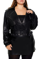 Plus Size Faux Leather Jacket