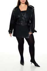 Plus Size Faux Leather Jacket