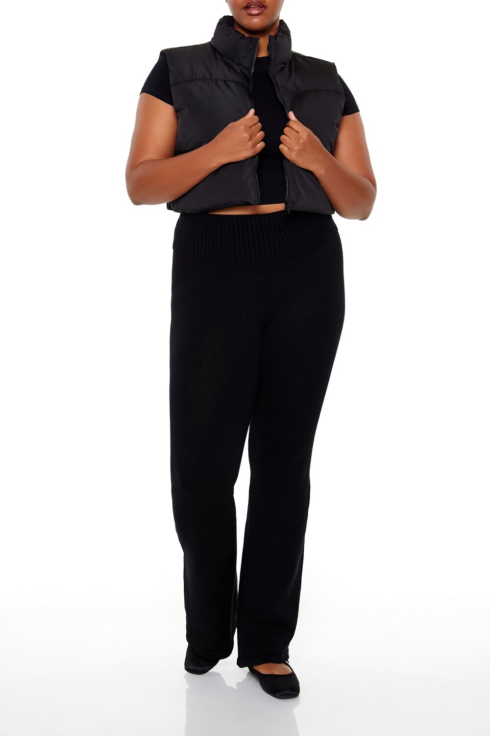 Plus Size Cropped Puffer Vest