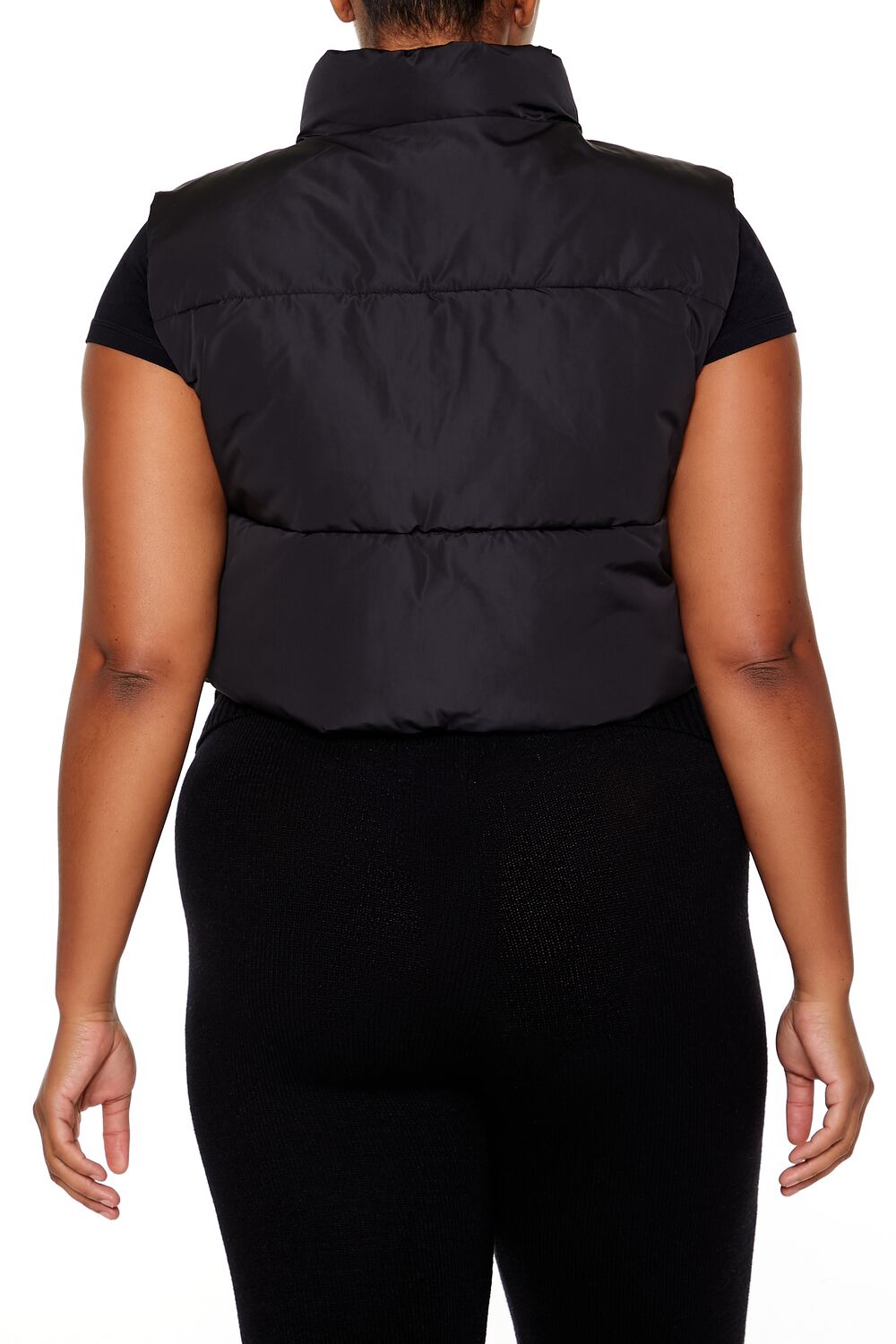 Plus Size Cropped Puffer Vest
