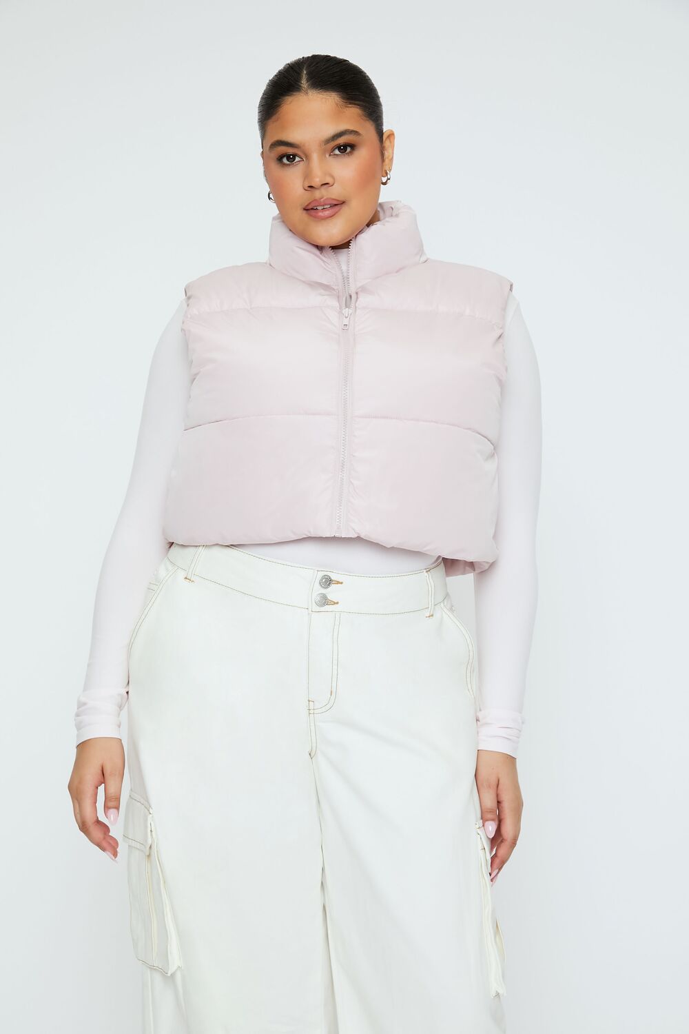Plus Size Cropped Puffer Vest