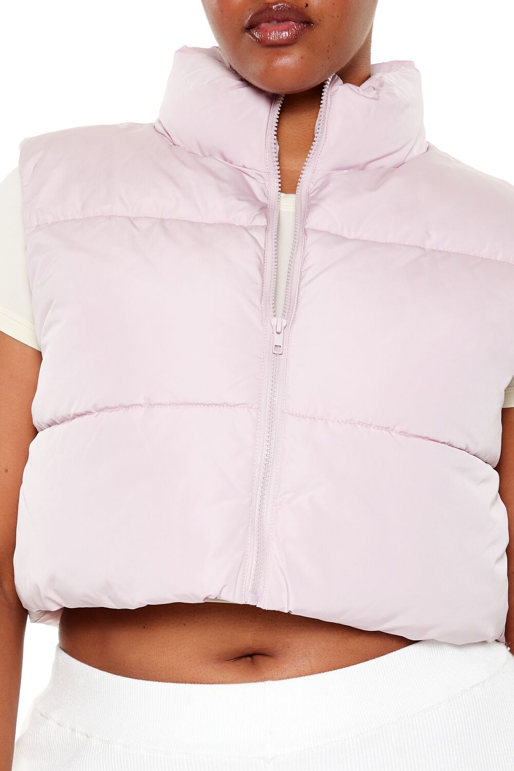 Plus Size Cropped Puffer Vest