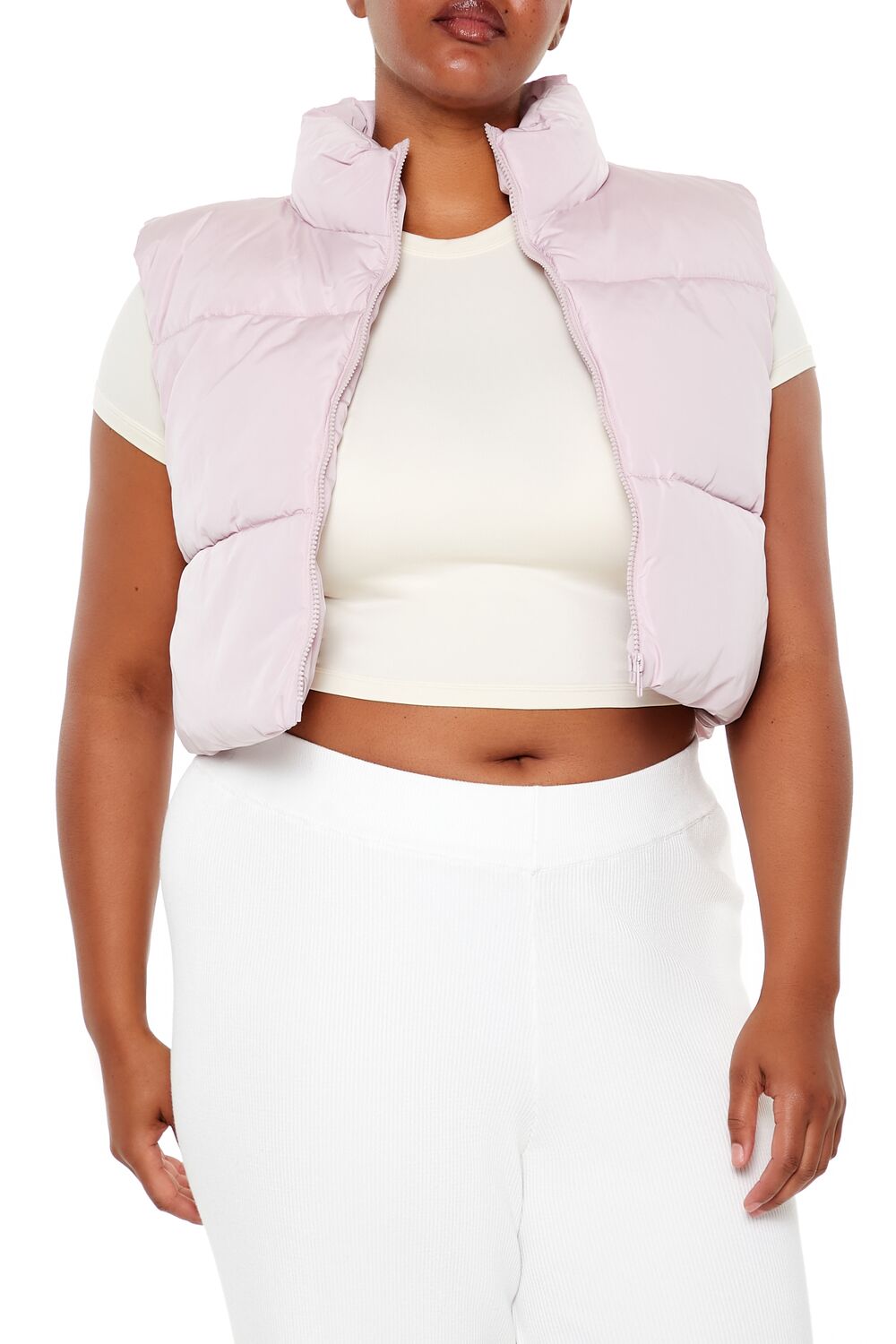 Plus Size Cropped Puffer Vest