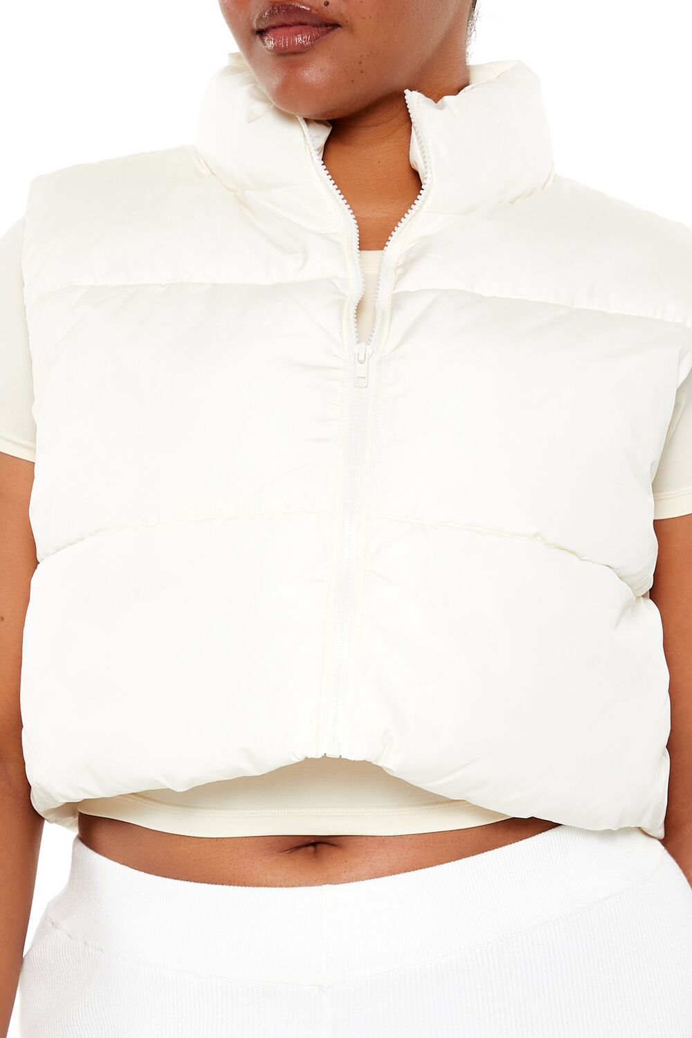 Plus Size Cropped Puffer Vest