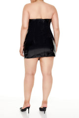 Plus Size Faux Leather Tube Mini Dress