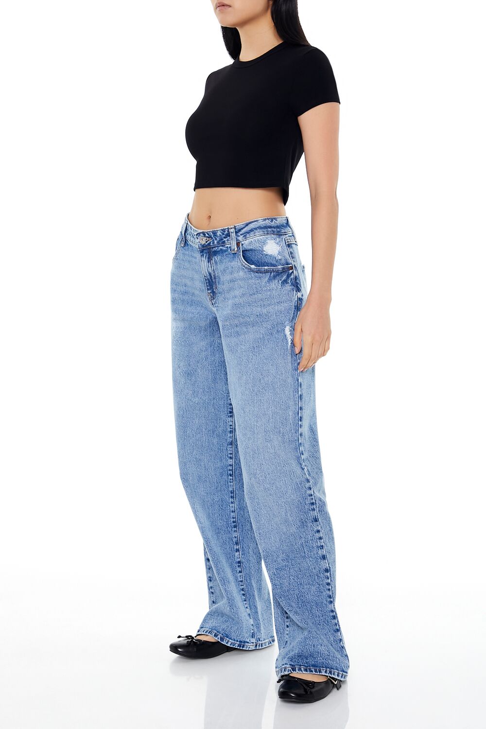 Distressed Low-Rise Baggy Jeans