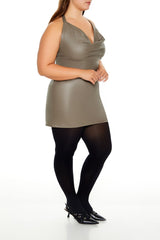 Plus Size Cowl Halter Mini Dress