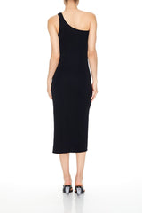 Ribbed One-Shoulder Midi Dress