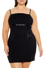 Plus Size Bow Mini Bodycon Dress