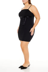 Plus Size Bow Mini Bodycon Dress