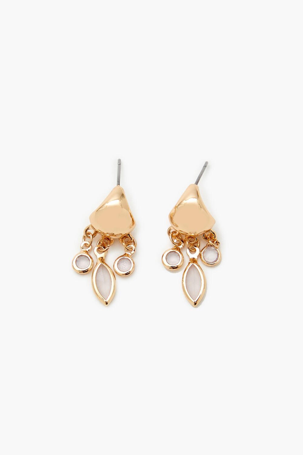 Faux Gem Charm Hoop Earrings