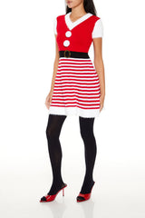 Hooded Striped Santa Mini Dress