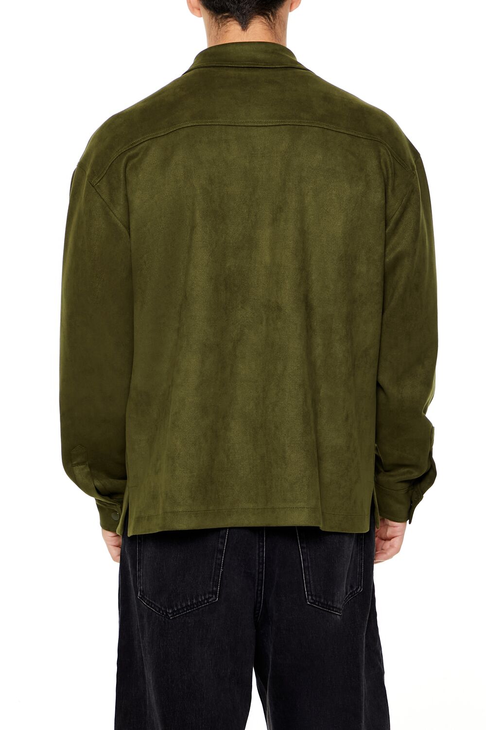 Faux Suede Snap-Button Shirt
