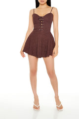 Lace-Up Sweetheart Mini Dress