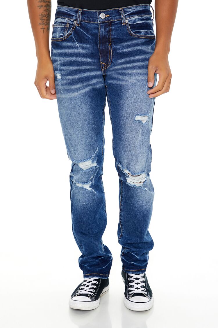 Distressed Slim-Fit Jeans