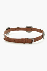 Etched Disc Faux Leather Belt