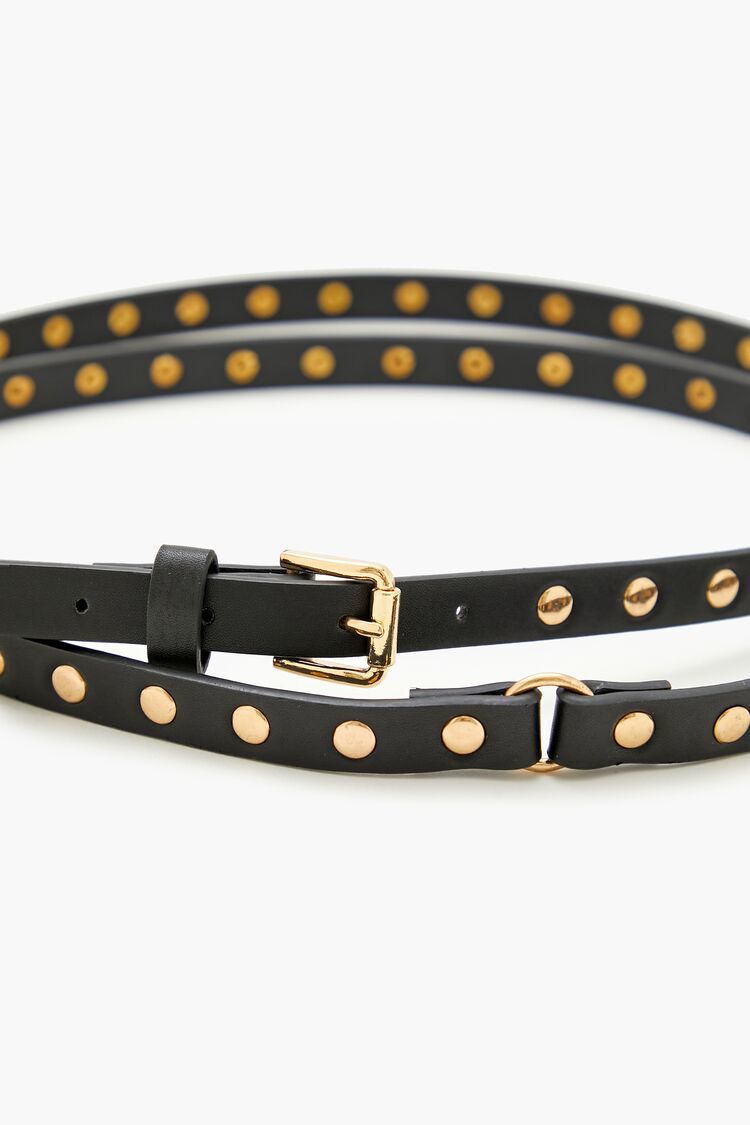 Thin Studded Faux Leather Belt