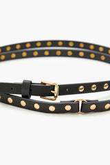 Thin Studded Faux Leather Belt
