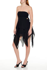 Handkerchief Strapless Mini Dress