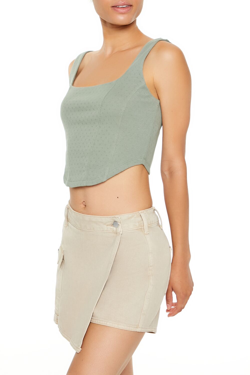 Pointelle Knit Crop Top